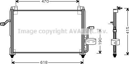 Радиатор кондиционера (конденсатор) AVA (алюминий). Артикул DW5045