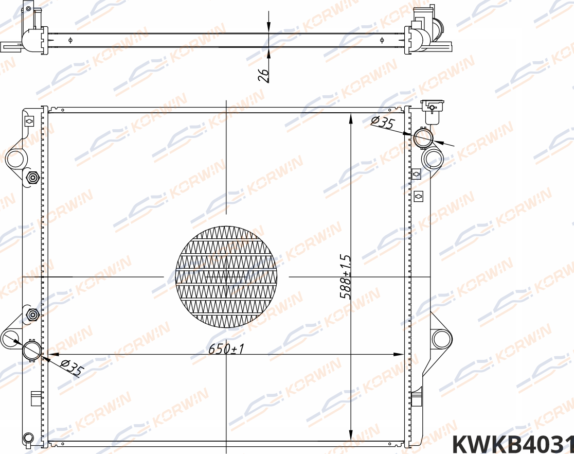 Радиатор охлаждения Toyota Land Cruiser Prado120 (-09) 4.0 AT(гарантия 2 года) (Korwin). Артикул KWKB4031