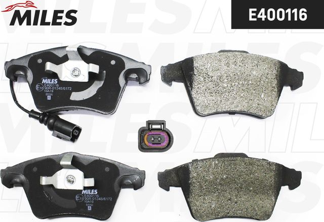 Тормозные колодки Miles (Low-Metallic) передние для Volkswagen Transporter T5 2003-2015. Артикул E400116