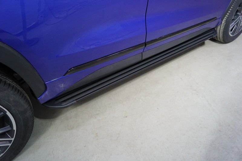 Пороги алюминиевые ТСС Slim Line Black 1820 мм для Exeed LX 1.5L Turbo 2WD 2022-2026. Артикул EXEEDLX22-22B