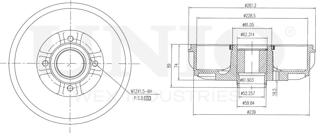 Барабан тормозной (Unio). Артикул BRD-10014