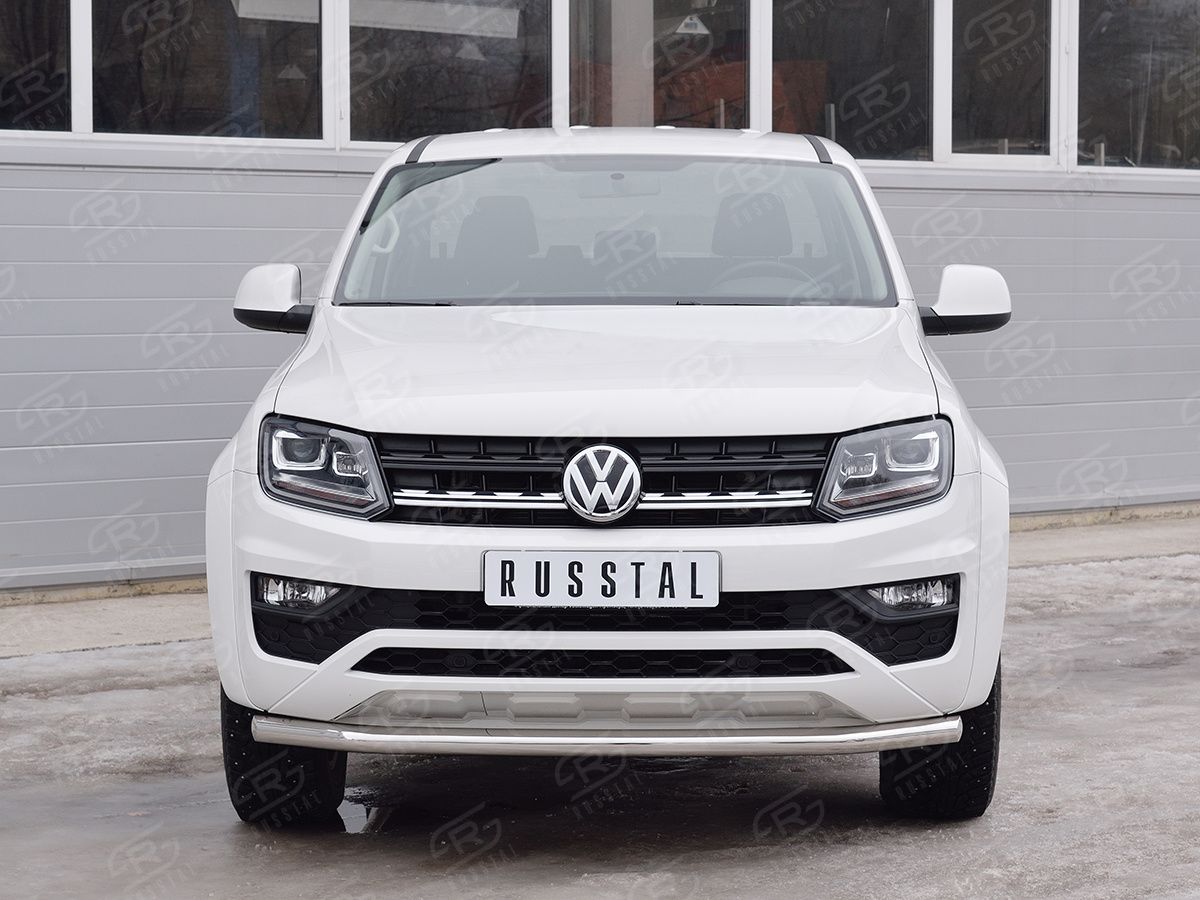 Защита RusStal переднего бампера d63 секция для Volkswagen Amarok I 2016-2026. Артикул VAMZ-002534