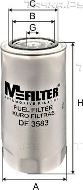 Топливный фильтр MFilter для Toyota Camry 40 (V40, XV40) 2006-2011. Артикул DF 3583