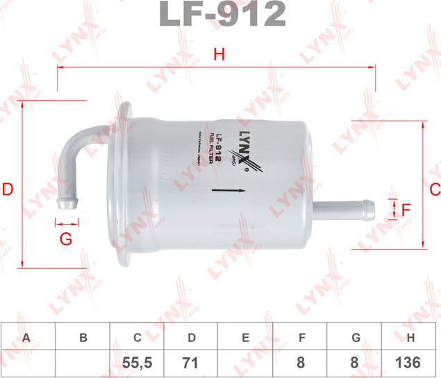 Топливный фильтр LYNXauto. Артикул LF-912