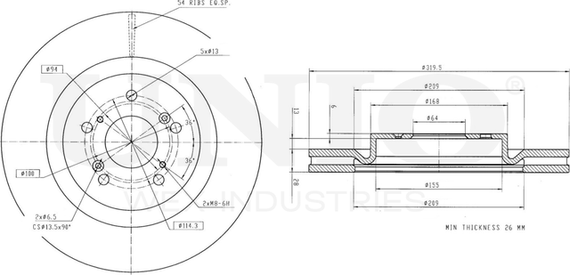 Диск тормозной (Unio). Артикул BRD-20586
