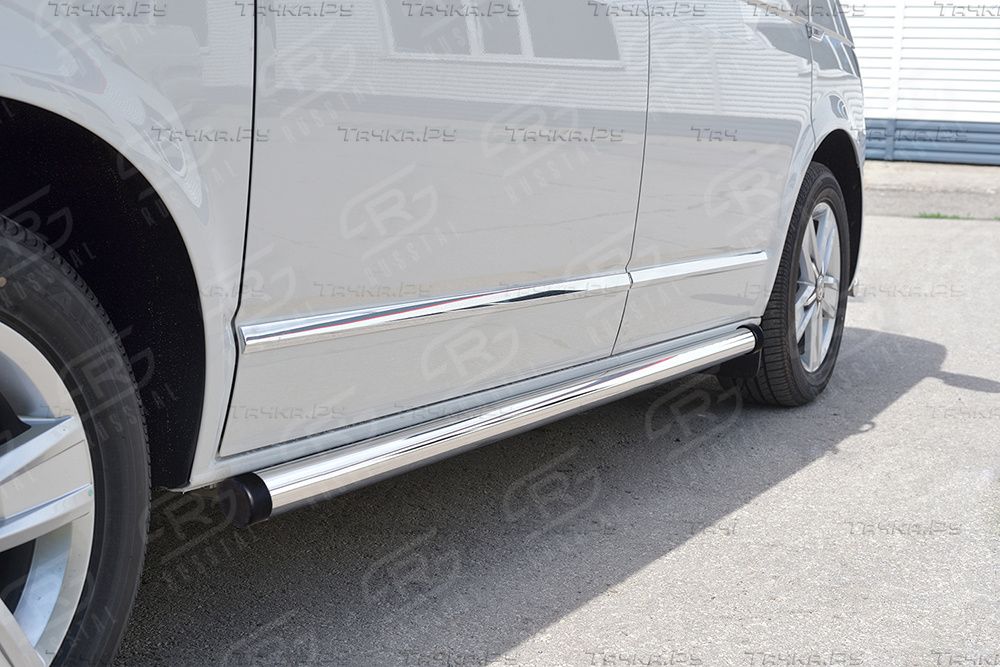 Защита порогов RusStal труба d63 правый (вариант 2) для Volkswagen Caravelle T6 (длинная база) 2015-2019. Артикул VTCT-0023352