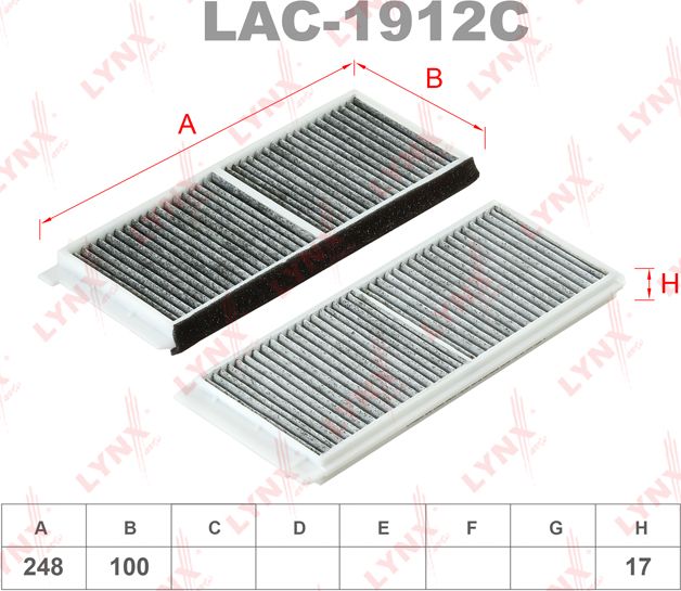 Салонный фильтр LYNXauto. Артикул LAC-1912C