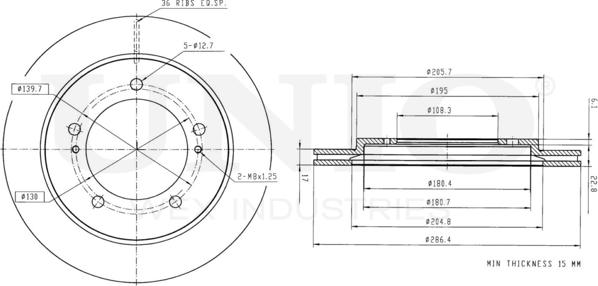 Диск тормозной (Unio). Артикул BRD-20428