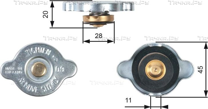 Крышка радиатора Gates для Toyota HiAce H100 1989-2003. Артикул RC124