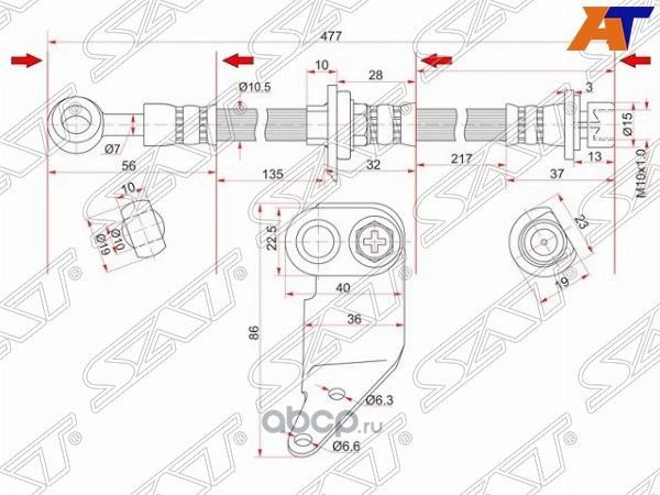 ШЛАНГ ТОРМОЗНОЙ FR HONDA ODYSSEYAVANCIER LH 99- (SAT). Артикул ST01465S2X000