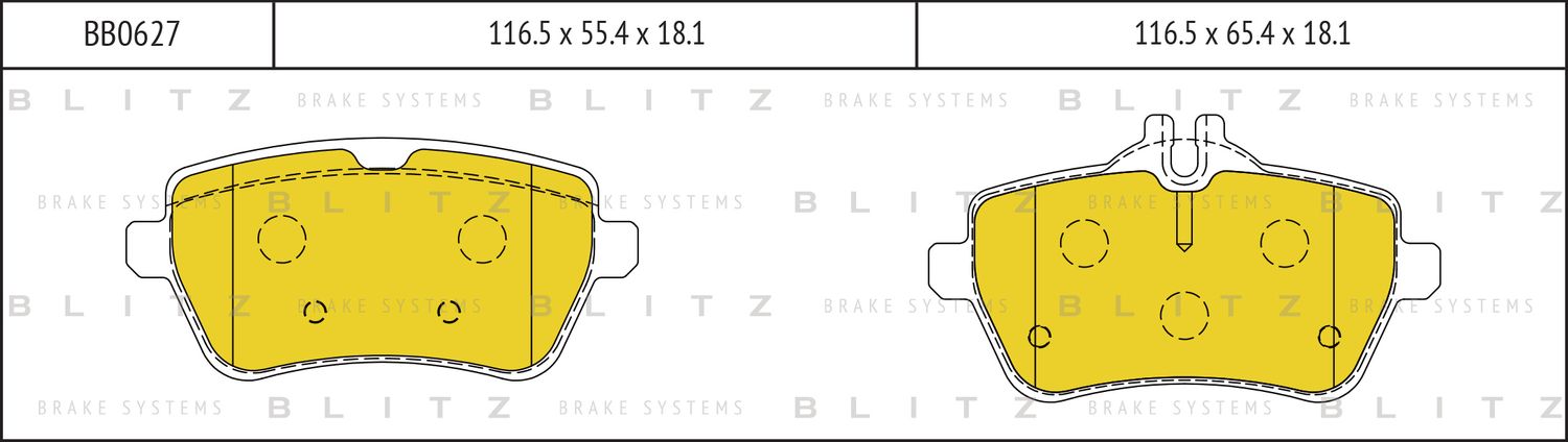 Колодки тормозные дисковые задние (Blitz). Артикул BB0627