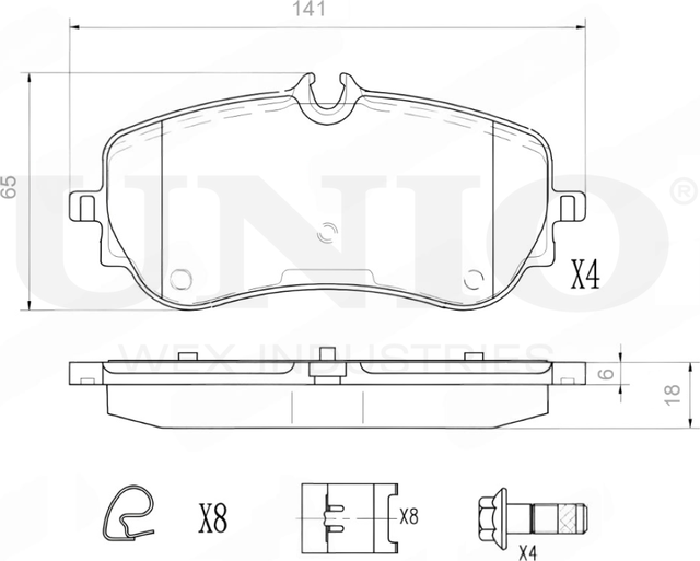Колодки тормозные дисковые, комплект (Unio). Артикул BRP-20257