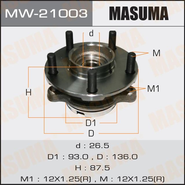 Ступица колеса с интегрированным подшипником Masuma. Артикул MW-21003