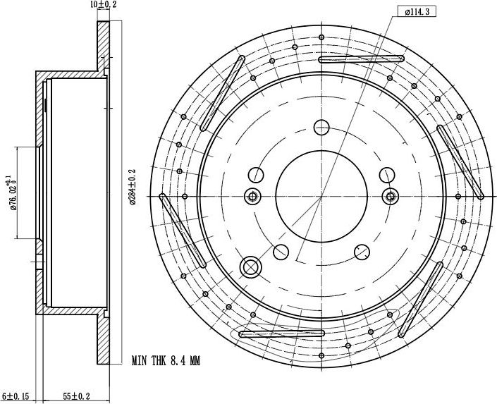 Диск тормозной KIA SPORTAGE III 10-/HYUNDAI IX35 10- зад. D 284 (перф/слот/окраш) (Trialli). Артикул DF 116s