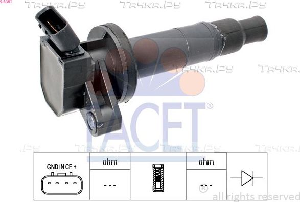 Катушка зажигания Facet Made in Italy - OE Equivalent для Toyota RAV4 II (XA20) 2000-2005. Артикул 9.6361