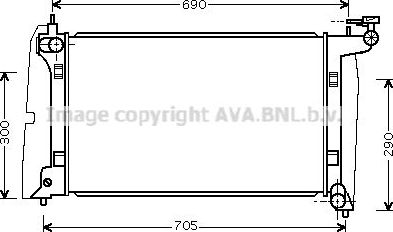 Радиатор охлаждения двигателя AVA для Toyota Corolla E120, E130 2001-2008. Артикул TO2302
