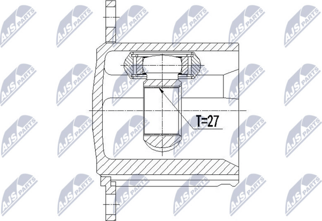 Полуось (привод в сборе, приводной вал) NTY передняя левая для Audi A6 III (C6) 2004-2011. Артикул NPW-AU-023