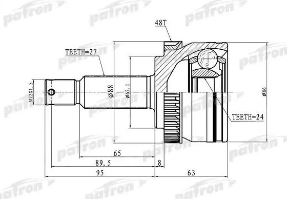 Шрус наружный (граната) Patron. Артикул PCV3036