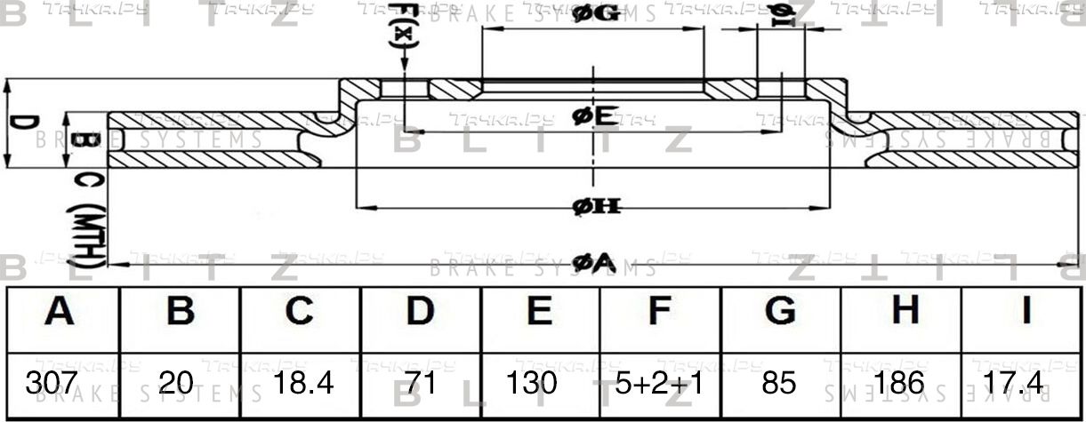 Диск тормозной SSANG YONG KYRON 05- задн.вент. (Blitz). Артикул BS0471