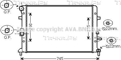Радиатор охлаждения двигателя AVA для Audi A3 II (8P) 2010-2013. Артикул VNA2289