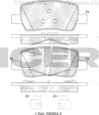Тормозные колодки Icer для Kia Sorento IV 2020-2026. Артикул 182442