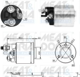 Втягивающее реле стартера Meat & Doria. Артикул 46113
