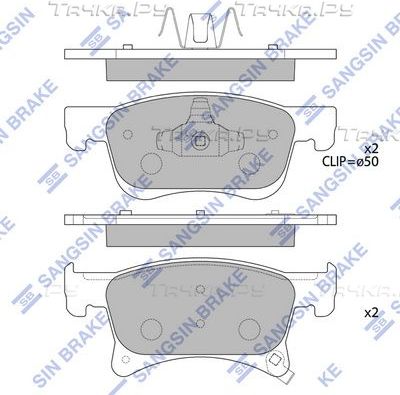 Тормозные колодки Sangsin Hi-Q передние для Opel Adam I 2012-2019. Артикул SP4194