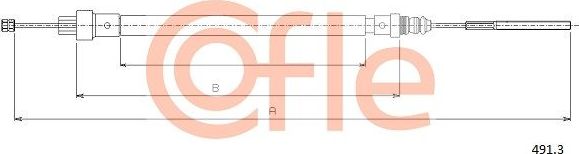 Трос ручника (тросик ручного тормоза) Cofle. Артикул 92.491.3
