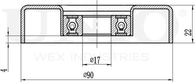 Ролик поликлинового ремня натяжной (Unio). Артикул TNS-10059