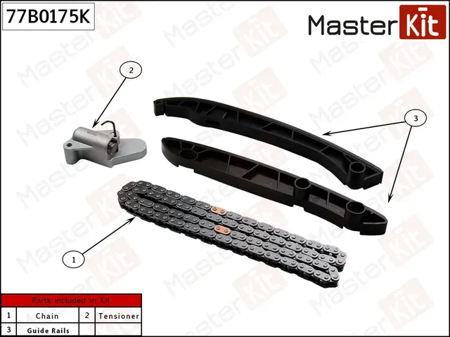 77B0175K Комплект цепи ГРМ SsangYong D20R (Master KIT) Master KIT. Артикул 77b0175k