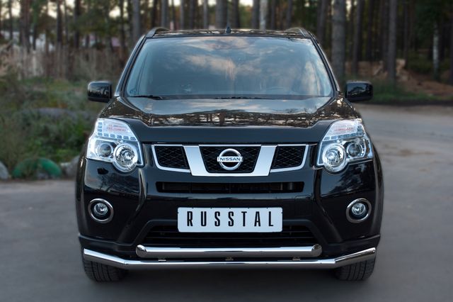 Защита RusStal переднего бампера d63/63 секции для Nissan X-Trail T31 2011-2014. Артикул NTZ-000911