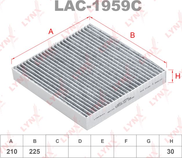Салонный фильтр LYNXauto. Артикул LAC-1959C