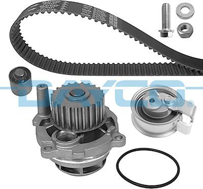 Помпа (водяной насос) с комплектом ремня ГРМ Dayco. Артикул KTBWP4750