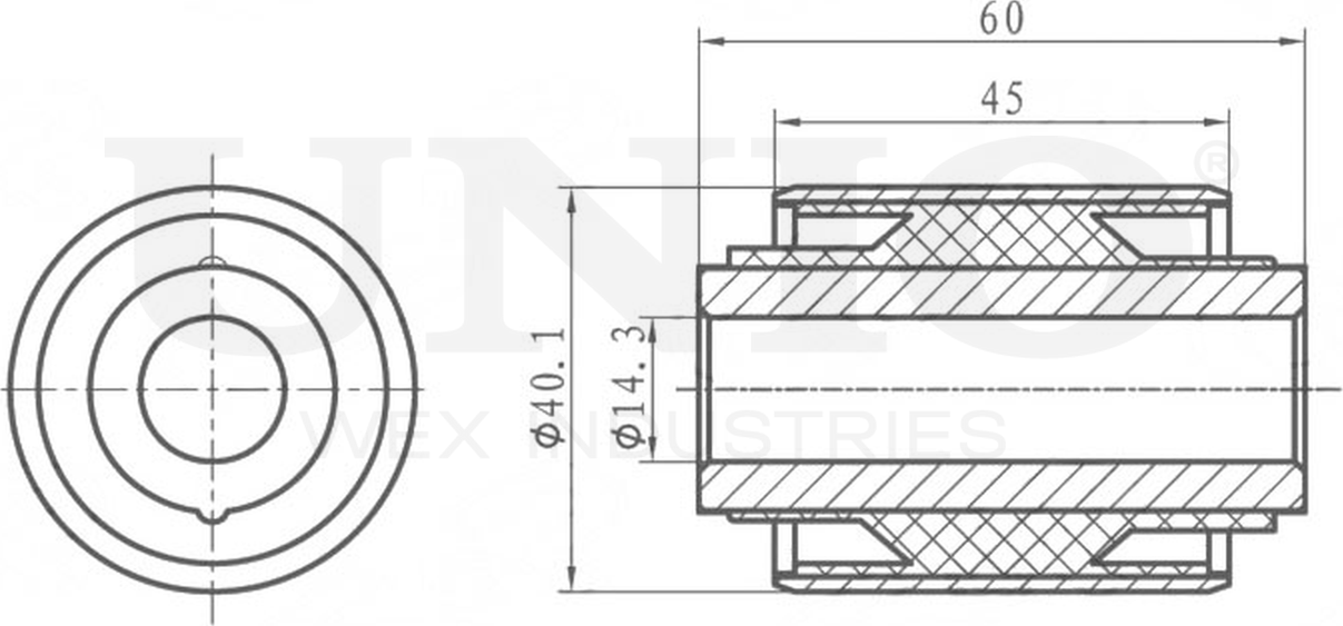 Сайлентблок реактивной тяги (Unio). Артикул RMP-20406