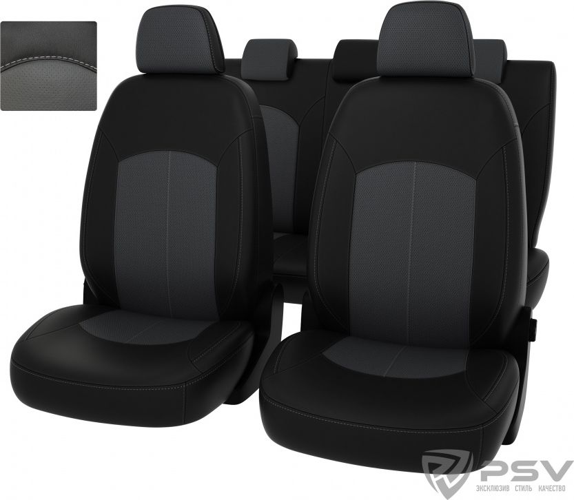 Чехлы PSV Оригинал на сидения для Lada Granta 2011-2018, цвет Черный/серый. Артикул 124445