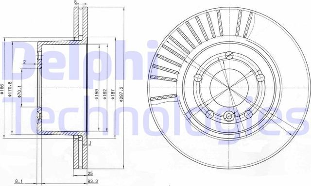 Тормозной диск Delphi. Артикул BG3737C