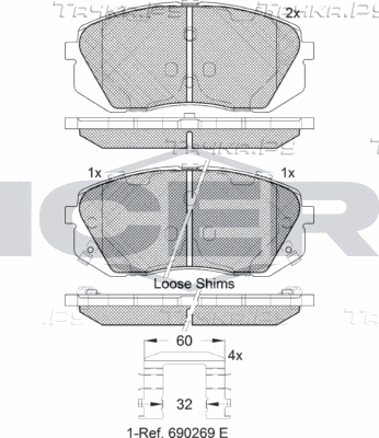 Тормозные колодки Icer передние для Hyundai Creta II 2021-2026. Артикул 181826-201