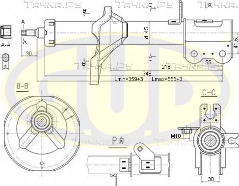 Амортизатор G.U.D. задний правый для Kia Shuma II 2001-2004. Артикул GSA333364