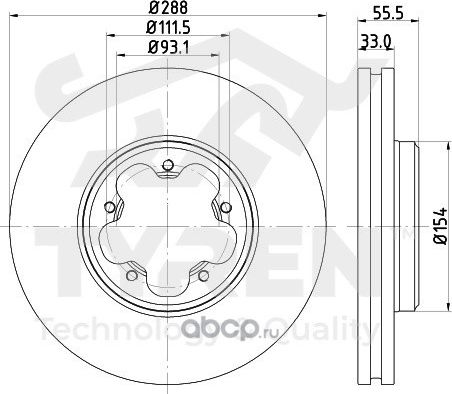 Тормозной диск (Tyren). Артикул TYR1012921