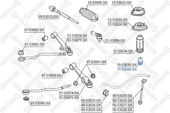 Отбойник амортизатора (стойки) Stellox передний для Kia Rio I 2002-2005. Артикул 11-53040-SX