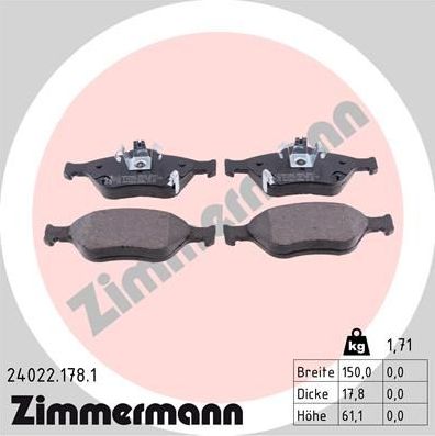 Тормозные колодки Zimmermann. Артикул 24022.178.1