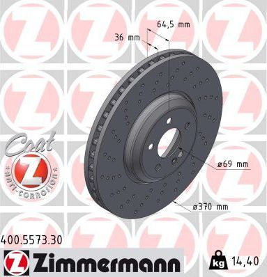 Тормозной диск Zimmermann FORMULA S. Артикул 400.5573.30
