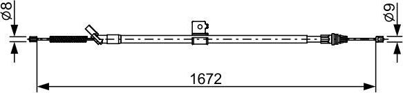 Трос ручника (тросик ручного тормоза) Bosch задний левый для Nissan Juke I 2010-2014. Артикул 1 987 482 630