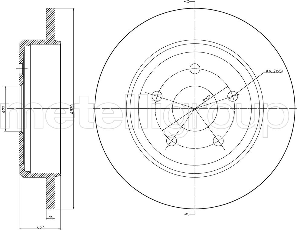 Тормозной диск Metelli. Артикул 23-1546C
