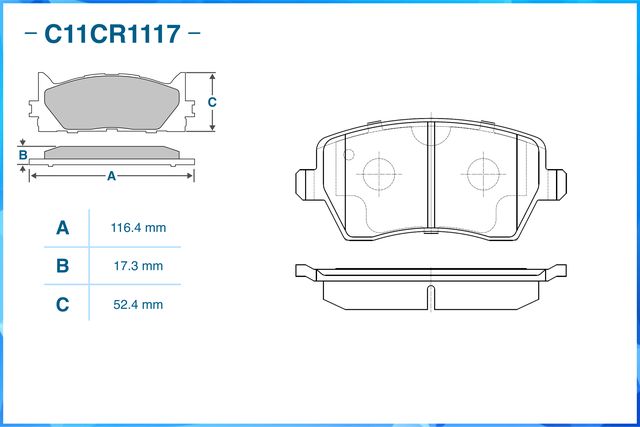Колодки тормозные передние (Low Metallic) (Cworks). Артикул C11CR1117