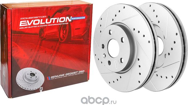 Передний тормозной диск Evolution с перфорацией и насечками, в покрытии GEOMET P (Powerstop). Артикул AR82126