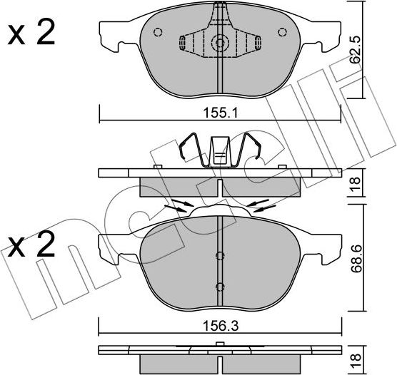 Тормозные колодки Metelli передние для Ford Focus III 2011-2019. Артикул 22-0534-1