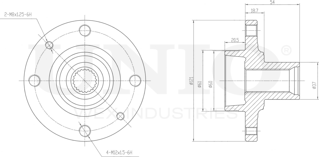 Ступица колеса (Unio). Артикул HUB-20061