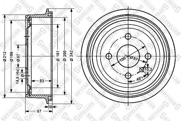 Тормозной барабан Stellox. Артикул 6025-9905-SX