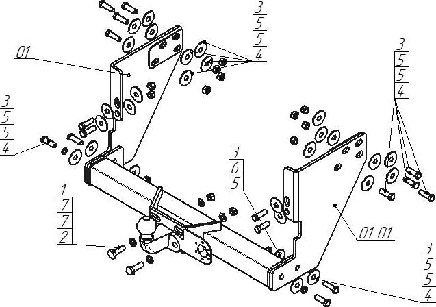 Фаркоп Мотодор оцинкованный для Isuzu Elf NMR85H 2011-2026. Фланцевое крепление. Артикул 96401-F